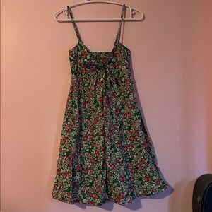 La Vie En Rose Green Floral Tie-Front Sundress NWT